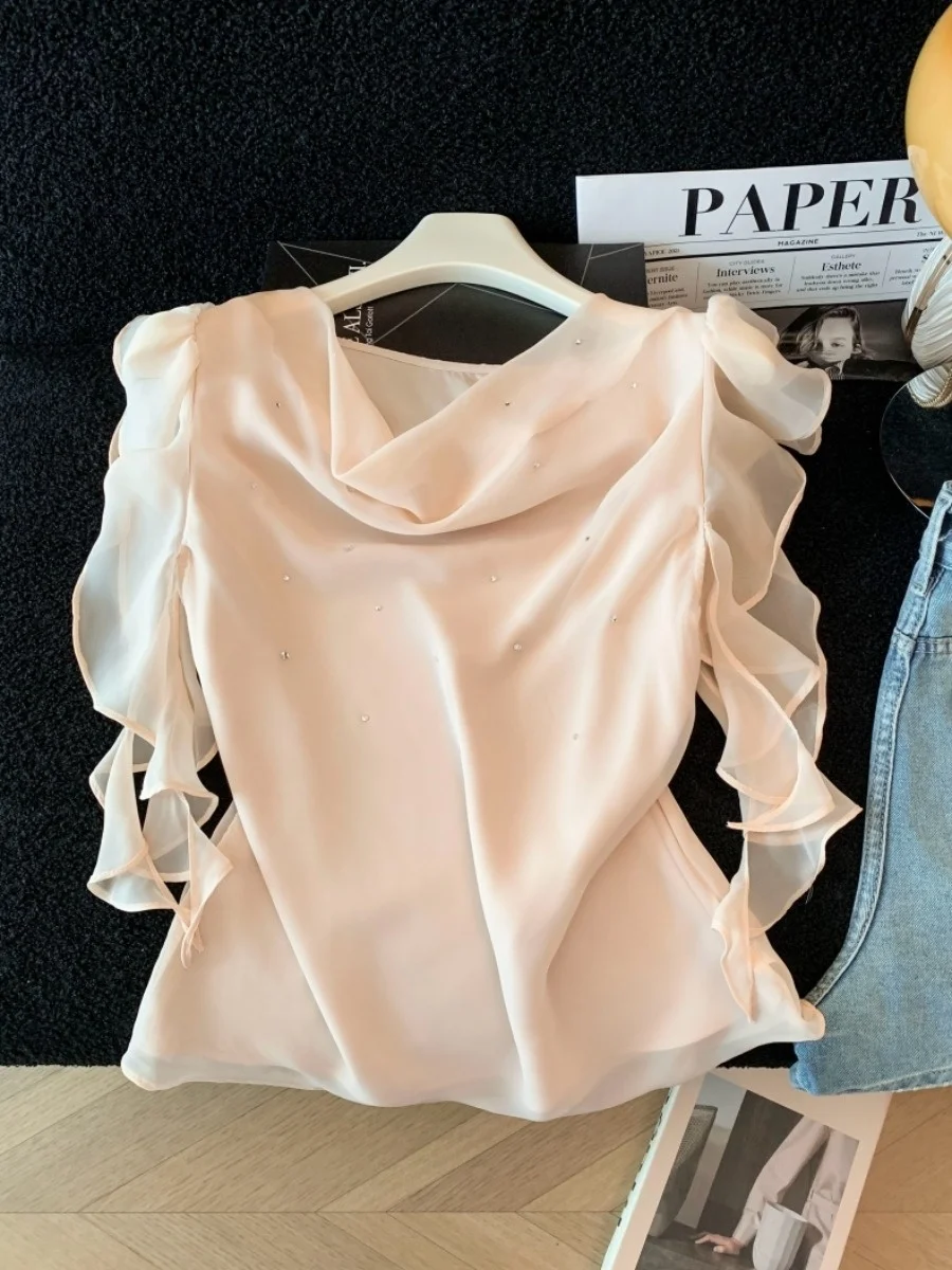 Korean Style Short Sleeve Shirt Women's Summer New Unique Beautiful Thin Design Sense Little Fly Sleeve Top Stack Collar
Korean Style Short Sleeve Shirt Women's Summer New Unique Beautiful Thin Design Sense Little Fly Sleeve Top Stack Collar