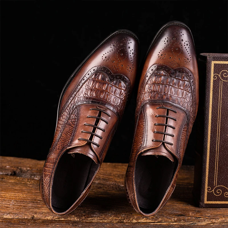 Men Leather Shoes Nice Fashion Retro Crocodile Pattern Business Casual Shoes Male Large Size Comfortable Breathable Leather Shoe
Men Leather Shoes Nice Fashion Retro Crocodile Pattern Business Casual Shoes Male Large Size Comfortable Breathable Leather Shoe