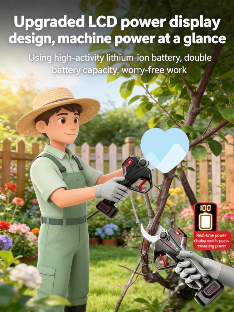 Rechargeable Powerful Electric Pruning Shears Lithium Battery Garden Fruit Tree Branch Cutter
Rechargeable Powerful Electric Pruning Shears Lithium Battery Garden Fruit Tree Branch Cutter
