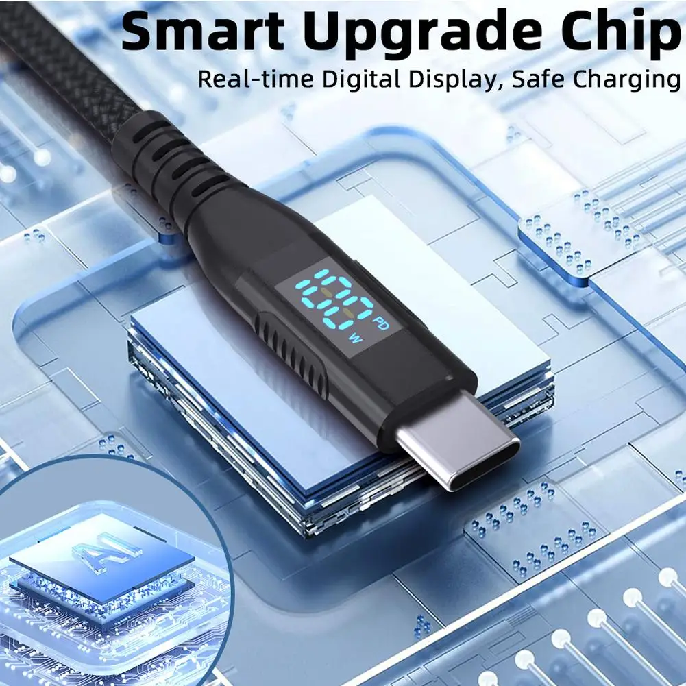 TYPE-C to TYPE-C Cable with LED Power Display - 100W 6A Super Fast Charging Cord for Laptop, for MacBook, for iPhone, for Huawei
TYPE-C to TYPE-C Cable with LED Power Display - 100W 6A Super Fast Charging Cord for Laptop, for MacBook, for iPhone, for Huawei