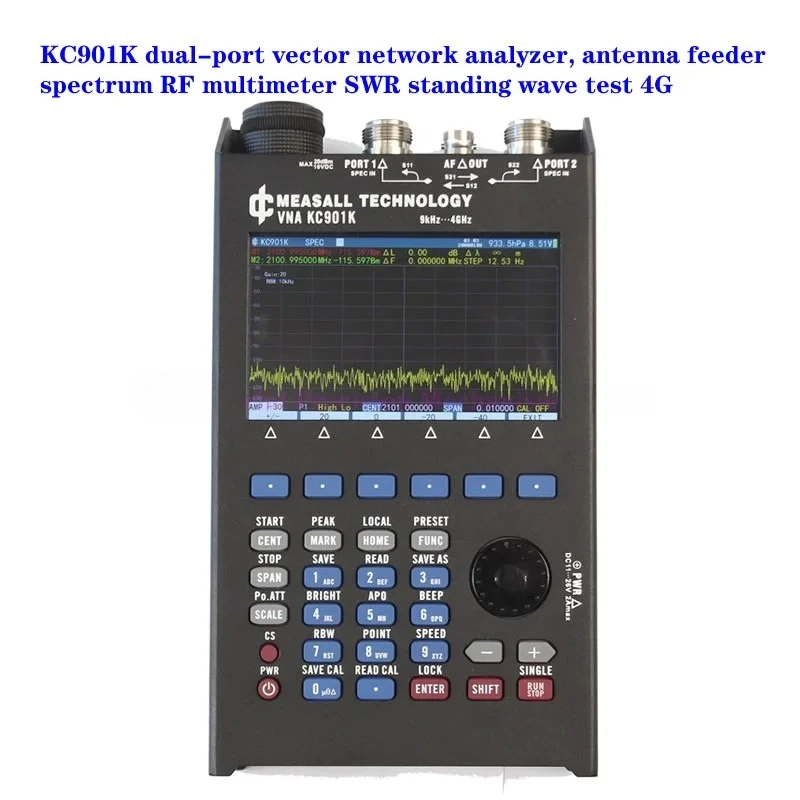 KC901K dual-port vector network analyzer, antenna feeder spectrum RF multimeter SWR standing wave test 5kHz~4GHz
KC901K dual-port vector network analyzer, antenna feeder spectrum RF multimeter SWR standing wave test 5kHz~4GHz