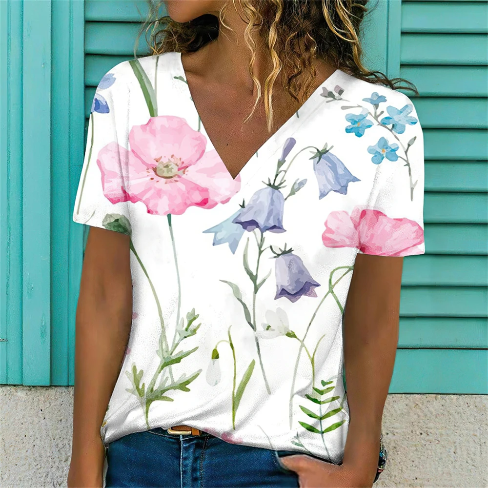 Floral Painting T Shirt Graphic Print V Neck Summer Casual Loose Women's Abstract Basic Top Fashion 3D Print Plus Size Clothing
Floral Painting T Shirt Graphic Print V Neck Summer Casual Loose Women's Abstract Basic Top Fashion 3D Print Plus Size Clothing