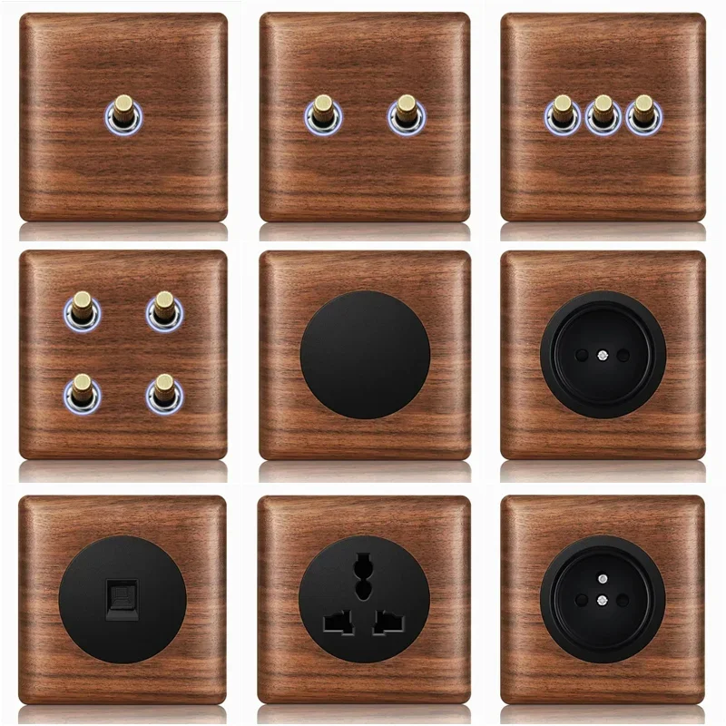 T&i Wood Switch Socket, 86 Wall Panel, 1 Gang 2 Gangs 3 Gangs 4 Gangs 1/2 Way, Eu Ru Fr Socket Power Outlet, 86x86mm, Embedded
T&i Wood Switch Socket, 86 Wall Panel, 1 Gang 2 Gangs 3 Gangs 4 Gangs 1/2 Way, Eu Ru Fr Socket Power Outlet, 86x86mm, Embedded