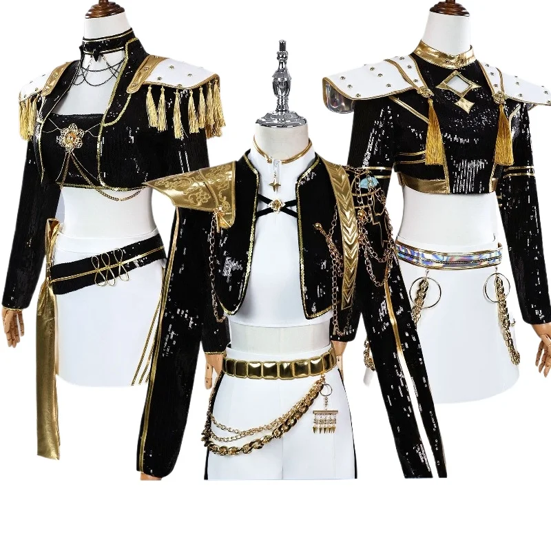 Anime Demon Hunter Cosplay Costume Girls Group Mira Rumi Zoey Black Gold Kpop Singer Stage Performance Outfits Halloween Party
Anime Demon Hunter Cosplay Costume Girls Group Mira Rumi Zoey Black Gold Kpop Singer Stage Performance Outfits Halloween Party