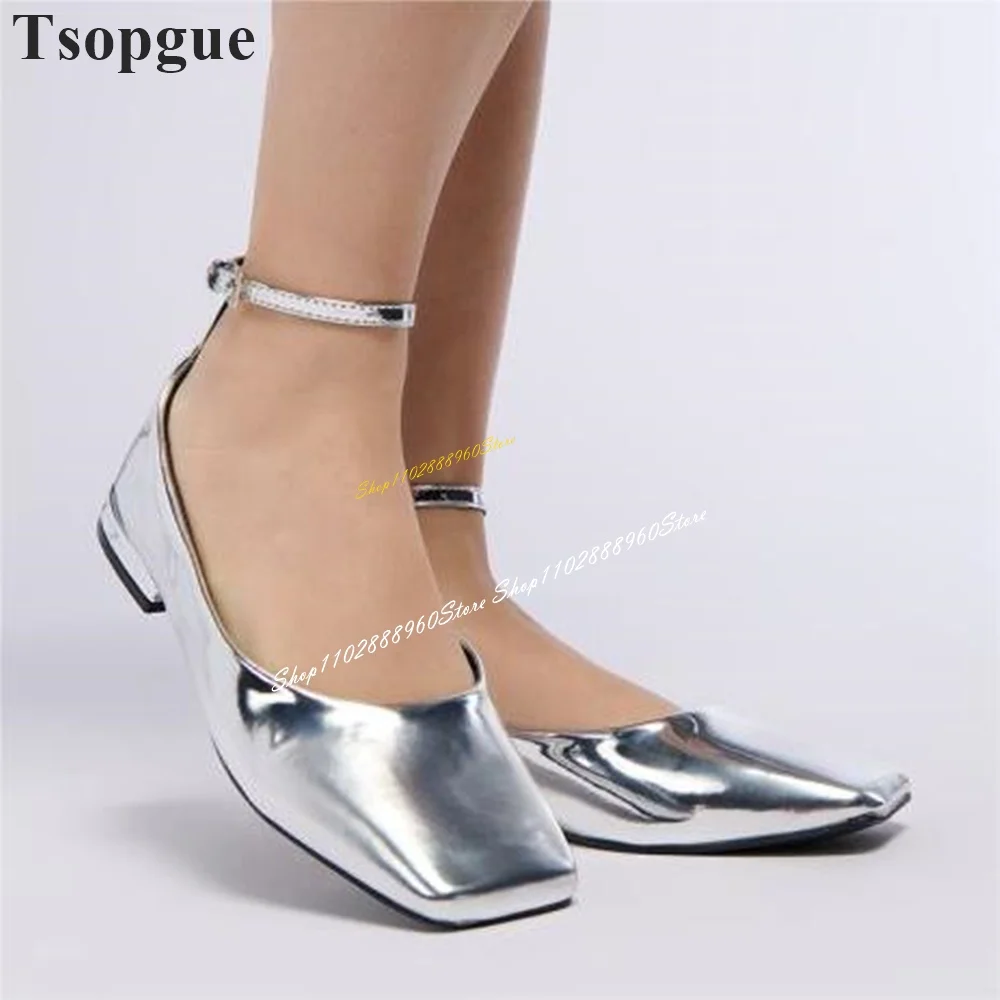 Trendy Silver Mirror Leather Luxury Pumps Flat With Women Shoes Ankle Buckle Strap Square Toe 2024 Fashion Zapatos Para Mujere
Trendy Silver Mirror Leather Luxury Pumps Flat With Women Shoes Ankle Buckle Strap Square Toe 2024 Fashion Zapatos Para Mujere