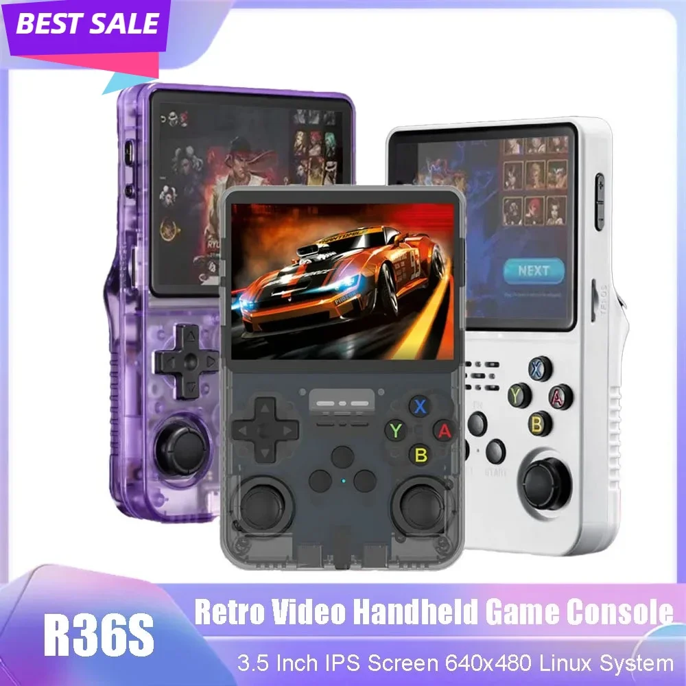 R36S Retro Handheld Game Console 3.5 Inch IPS Screen Linux System Portable Mini Video Player Classic Gaming Emulator 128G