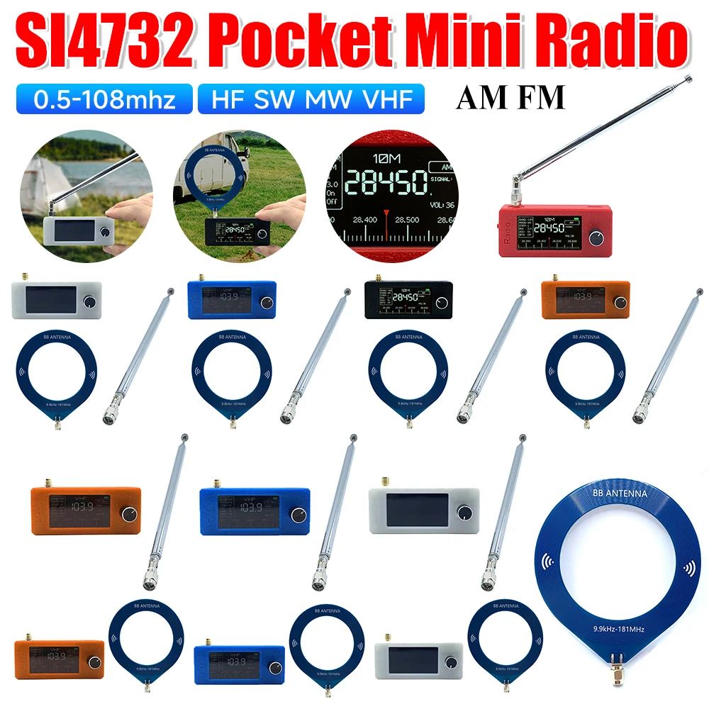SI4732 0.5-108mhz Pocket Radio 1.9inch IPS Screen LSB USB AM FM Portable Mini Radio HF SW MW VHF All Band Radio Receiver
SI4732 0.5-108mhz Pocket Radio 1.9inch IPS Screen LSB USB AM FM Portable Mini Radio HF SW MW VHF All Band Radio Receiver