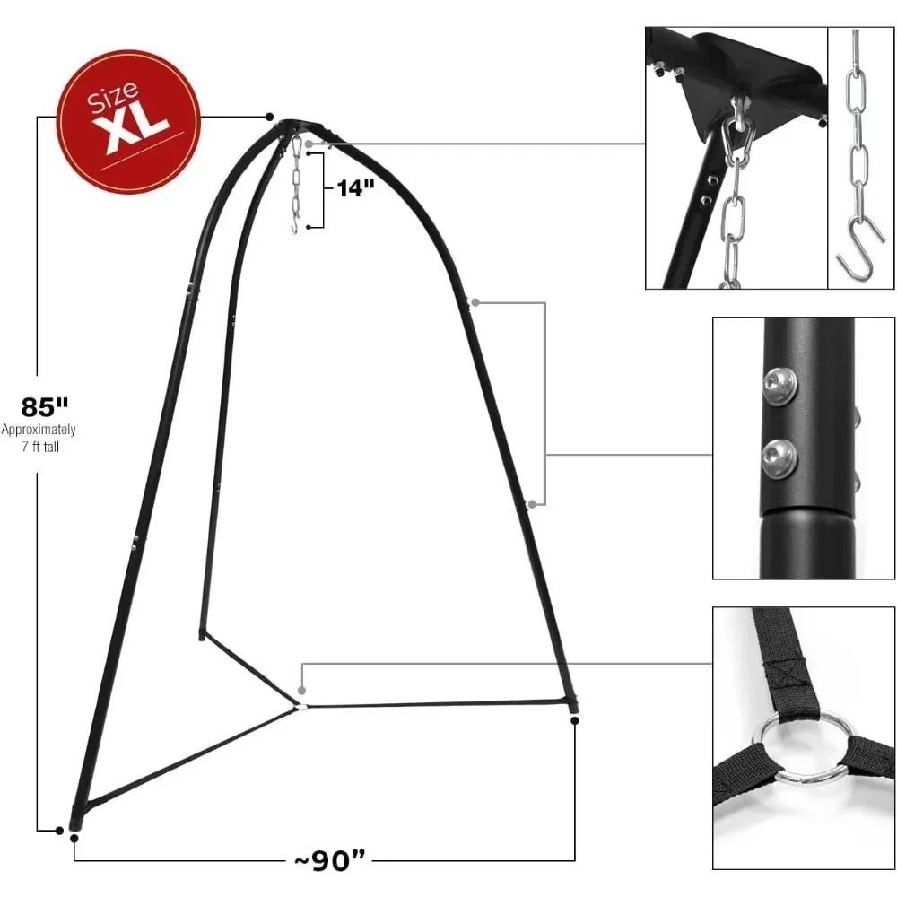Tripod Hanging Chair Stand - 330 lbs Capacity Heavy Duty Steel Sensory Swing Weather & Rust Resistant - Adjustable Portable.
Tripod Hanging Chair Stand - 330 lbs Capacity Heavy Duty Steel Sensory Swing Weather & Rust Resistant - Adjustable Portable.