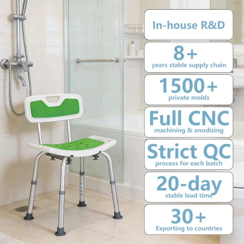 Simplywalk Aluminum Alloy 150KG Bath Shower Chair Backrest Hospital Disabled People UKCA OEM ODM Service
Simplywalk Aluminum Alloy 150KG Bath Shower Chair Backrest Hospital Disabled People UKCA OEM ODM Service