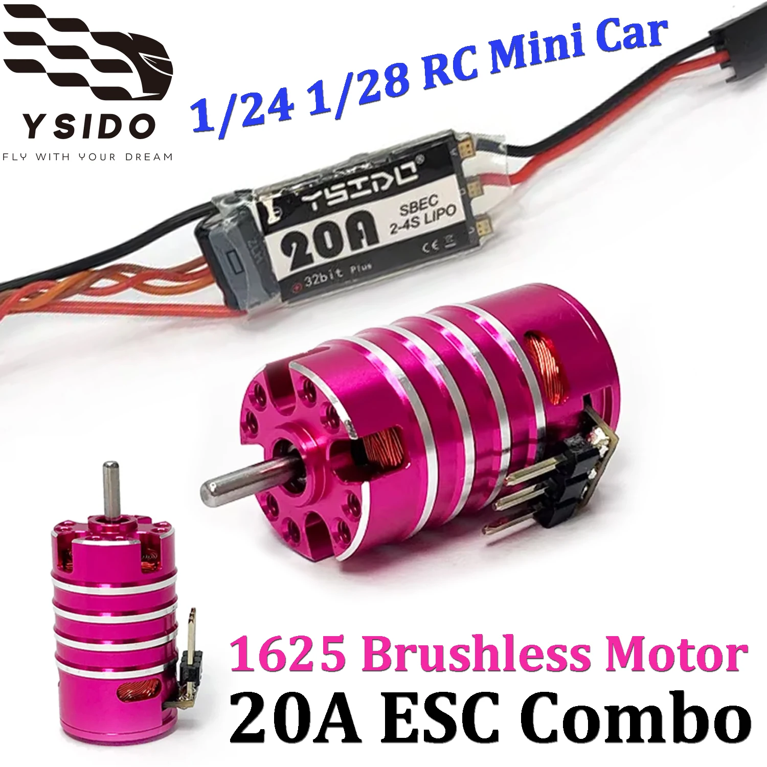 YSIDO 1625 Brushless Motor & 20A ESC Combo Set 2-4S 2.0mm Shaft For Wltoys Traxxas 1/24 1/28 RC Mini Car Model DIY Upgrade Parts
YSIDO 1625 Brushless Motor & 20A ESC Combo Set 2-4S 2.0mm Shaft For Wltoys Traxxas 1/24 1/28 RC Mini Car Model DIY Upgrade Parts