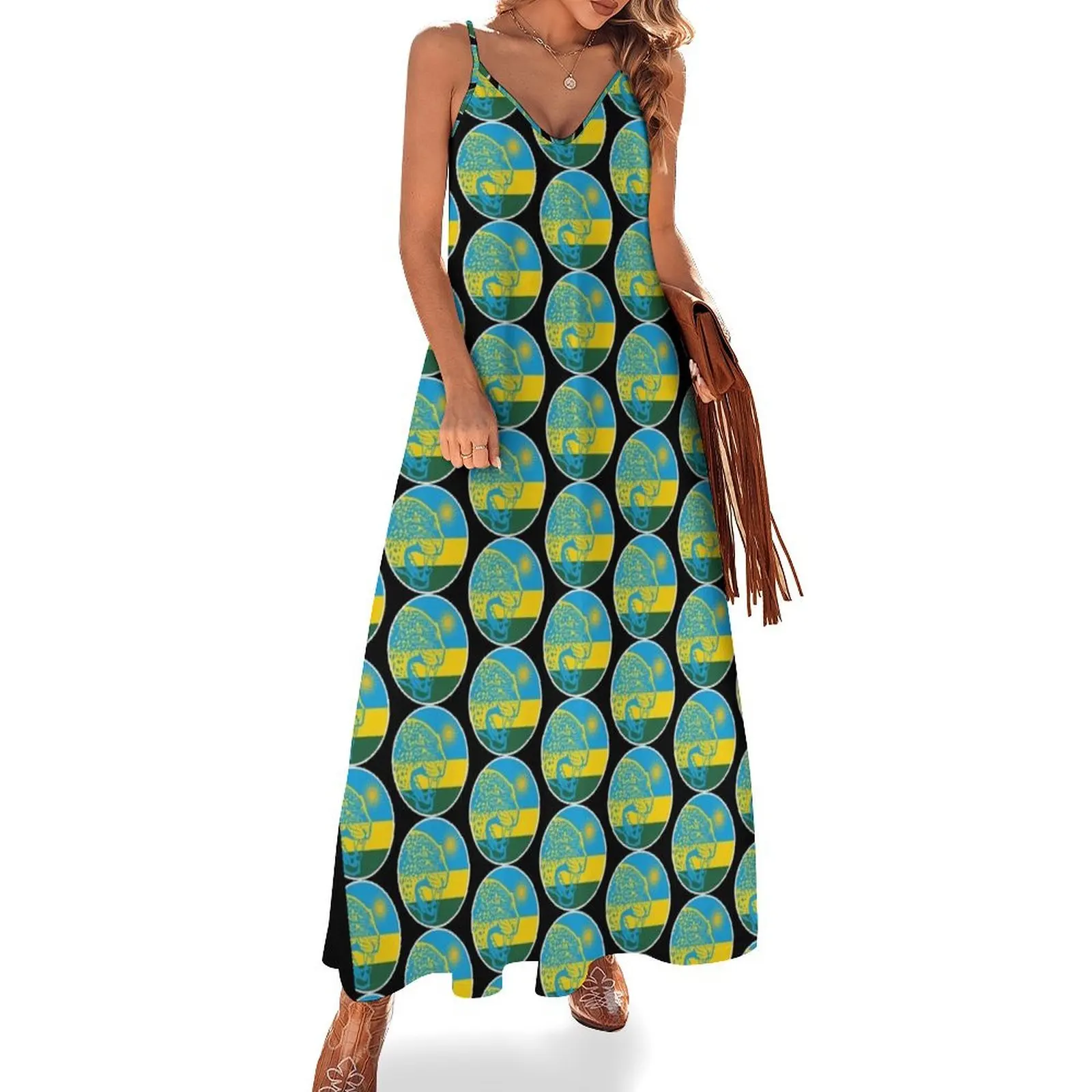 Rwanda Leopard Rwandan National Animal Flag Sleeveless Long Dress Women's summer dress sensual sexy dress for women
Rwanda Leopard Rwandan National Animal Flag Sleeveless Long Dress Women's summer dress sensual sexy dress for women