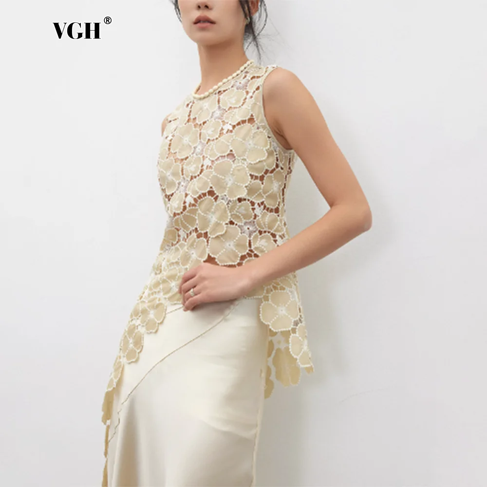 VGH Solid Hollow Out Floral Elegant Slimming Vests For Women Round Neck Sleeveless Temperament Temperament Vests Female Fashion
VGH Solid Hollow Out Floral Elegant Slimming Vests For Women Round Neck Sleeveless Temperament Temperament Vests Female Fashion