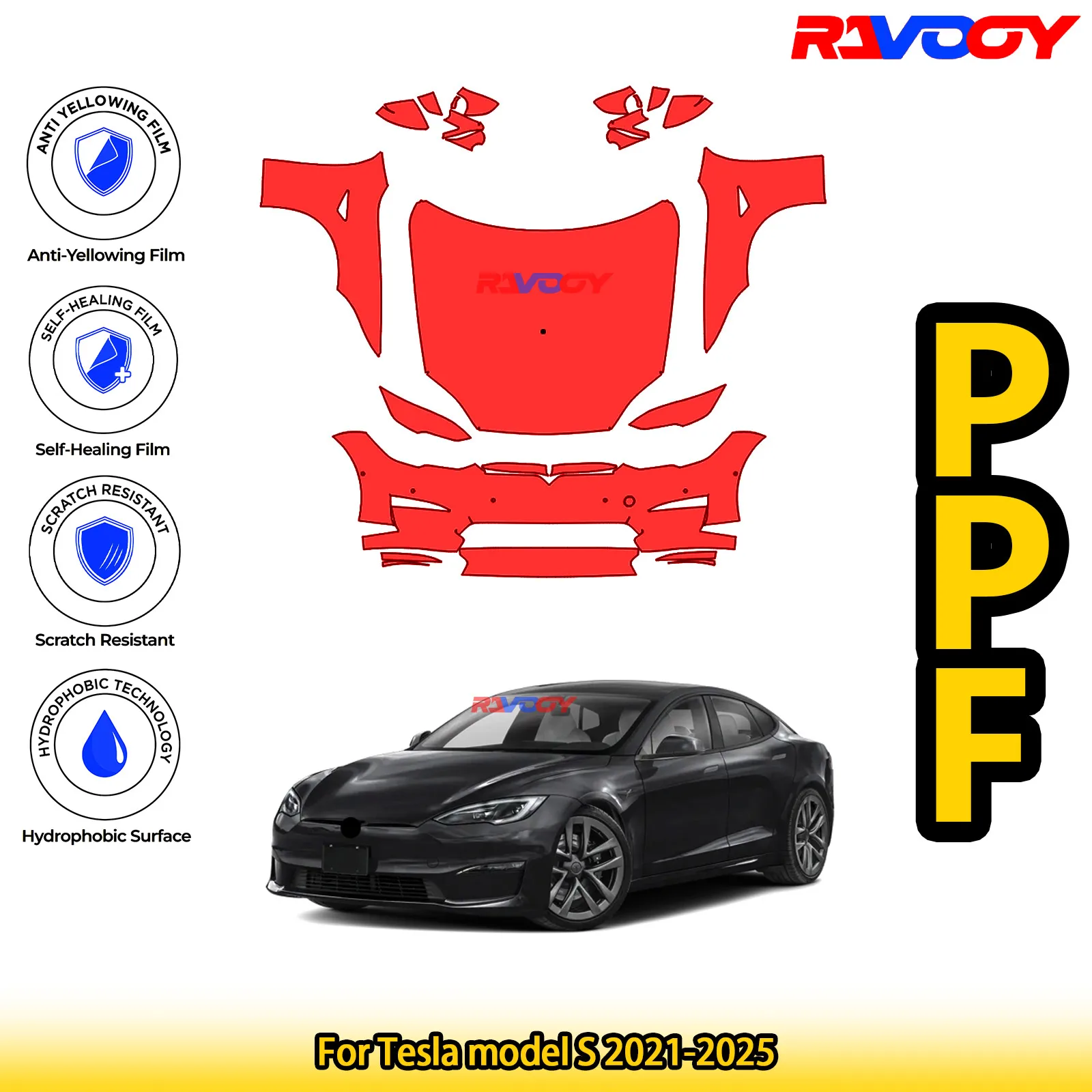 For Tesla model S 2021-2025 Glossy Matte Black Precut front PPF Kit Paint Protection Film
For Tesla model S 2021-2025 Glossy Matte Black Precut front PPF Kit Paint Protection Film