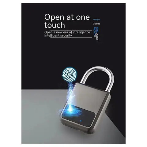 AS95-Smart portátil impressões digitais Tuya APP Pad Lock com suporte de chave USB para emergência durável (ouro champanhe)