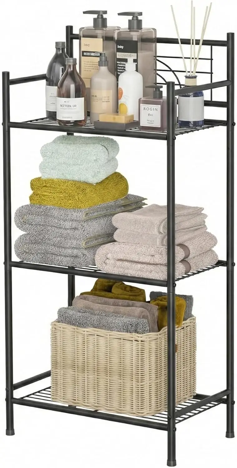 3-Tier Freestanding Bathroom Storage Shelf, Multipurpose Metal Tower Shelving Unit for Small Space, Kitchen, Office - Black
3-Tier Freestanding Bathroom Storage Shelf, Multipurpose Metal Tower Shelving Unit for Small Space, Kitchen, Office - Black