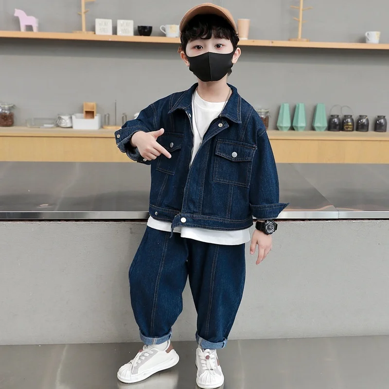 2025 Spring and Autumn Boys Cowboy Set Children's Collar Solid Color Long Sleeve Cowboy Coat Jeans Pants Set Cowboy Set
2025 Spring and Autumn Boys Cowboy Set Children's Collar Solid Color Long Sleeve Cowboy Coat Jeans Pants Set Cowboy Set