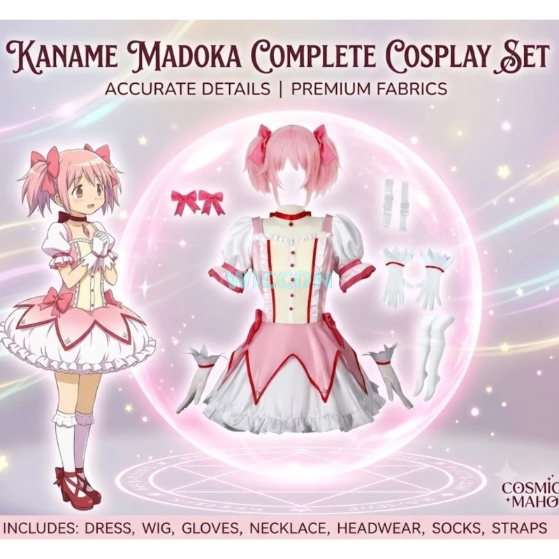 Kaname Madoka Cosplay Costume Wig Anime Madok Magica Homura Uniform Kawaii Dress with Choker Gloves Socks Halloween Outfits
Kaname Madoka Cosplay Costume Wig Anime Madok Magica Homura Uniform Kawaii Dress with Choker Gloves Socks Halloween Outfits