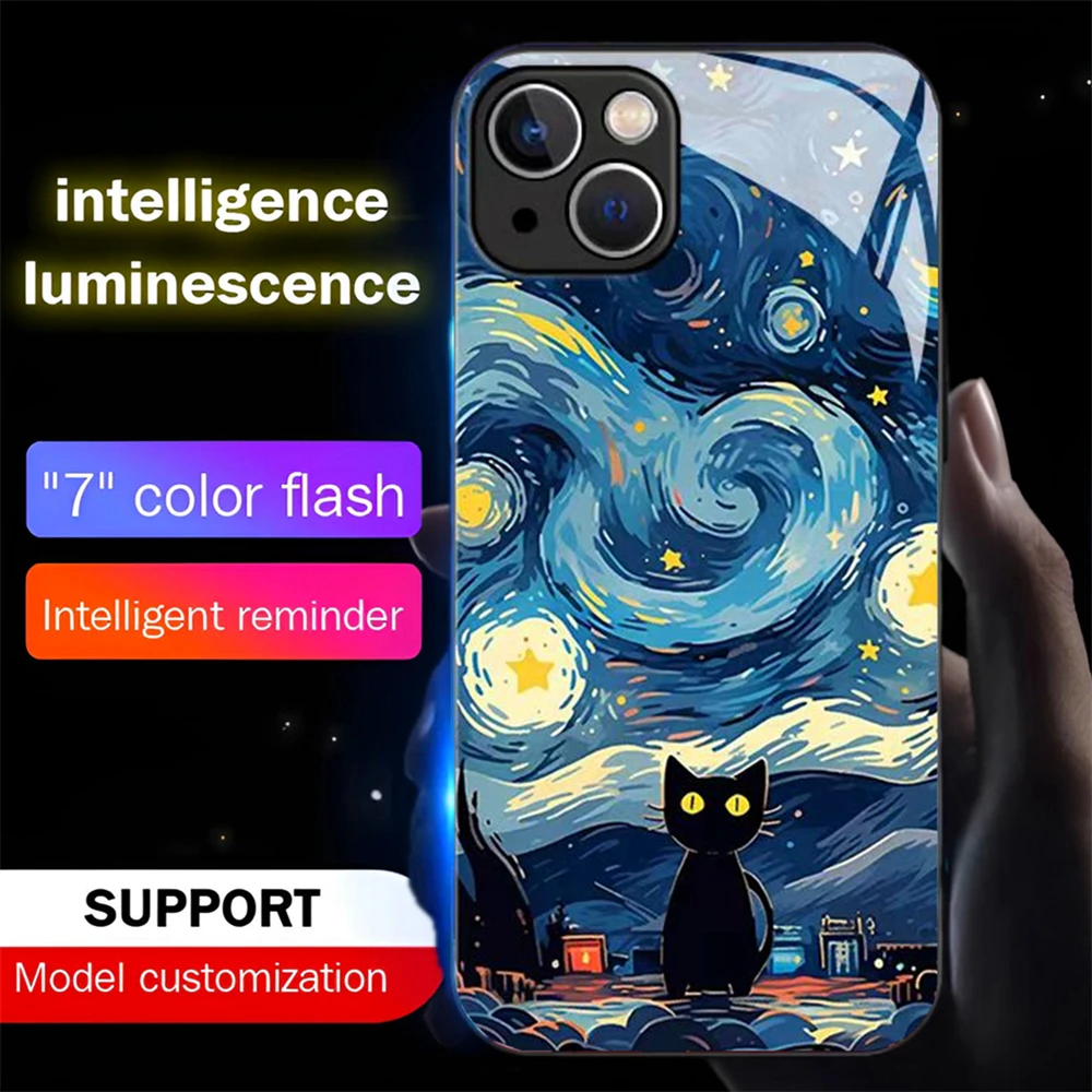 Starry Sky Black Cat Led Light Phone Case Call Flash Glitter Cover For iPhone 16 E 15 14 13 12 11 Pro Max X XR XS Plus SE2020
Starry Sky Black Cat Led Light Phone Case Call Flash Glitter Cover For iPhone 16 E 15 14 13 12 11 Pro Max X XR XS Plus SE2020