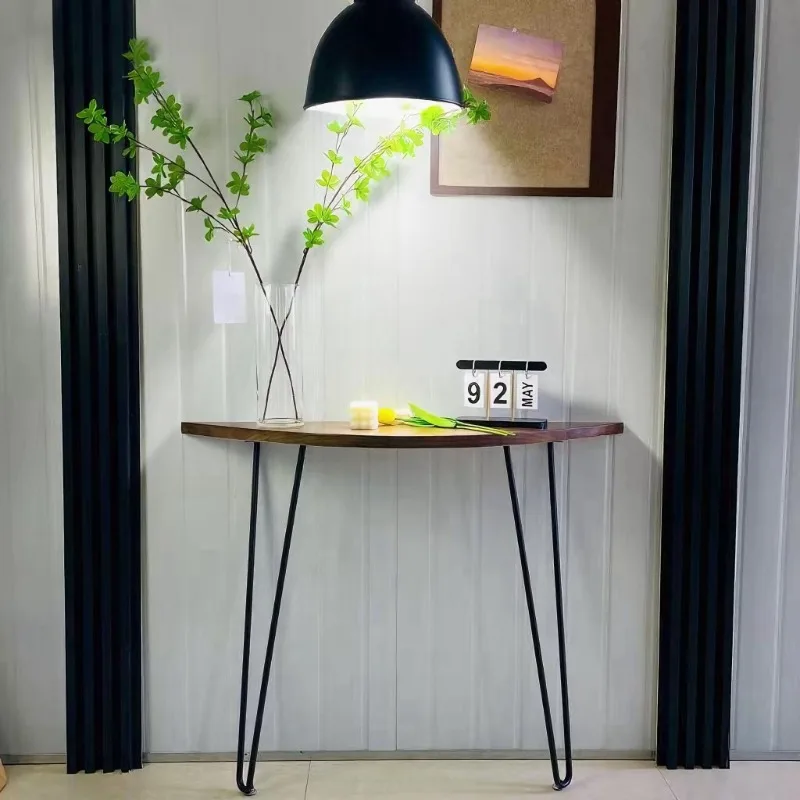 Nordic Solid Wood Narrow Console Table Half Round Wall Tables Minimalist Iron Leg Desk for Living Room Space Saving Sofa Table
Nordic Solid Wood Narrow Console Table Half Round Wall Tables Minimalist Iron Leg Desk for Living Room Space Saving Sofa Table