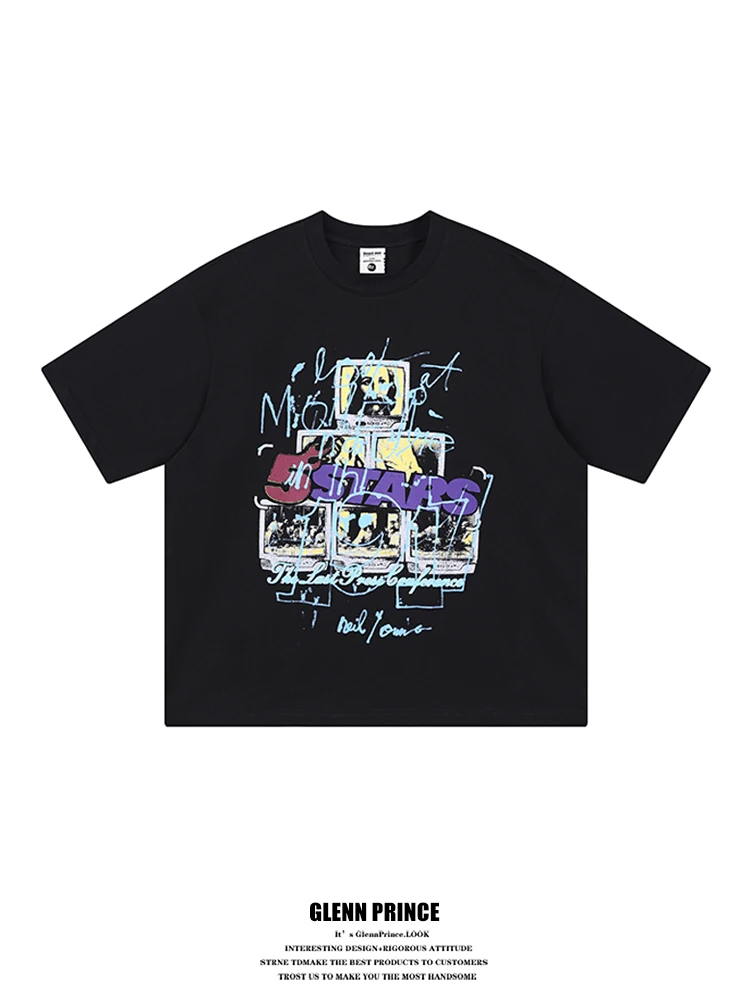 GPstudio American Street Graffiti Print Short Sleeve Men's Summer New Trendy Loose Fit T-Shirt Cotton Youth Popular Style
GPstudio American Street Graffiti Print Short Sleeve Men's Summer New Trendy Loose Fit T-Shirt Cotton Youth Popular Style