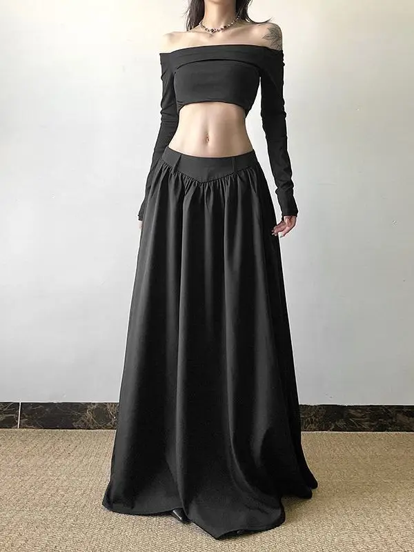 Dark Style Semi-Long Skirt Women's Loose A-Line Midi Skirt Pleated Bowed Design High Waist Other Fabric Other Composition
Dark Style Semi-Long Skirt Women's Loose A-Line Midi Skirt Pleated Bowed Design High Waist Other Fabric Other Composition