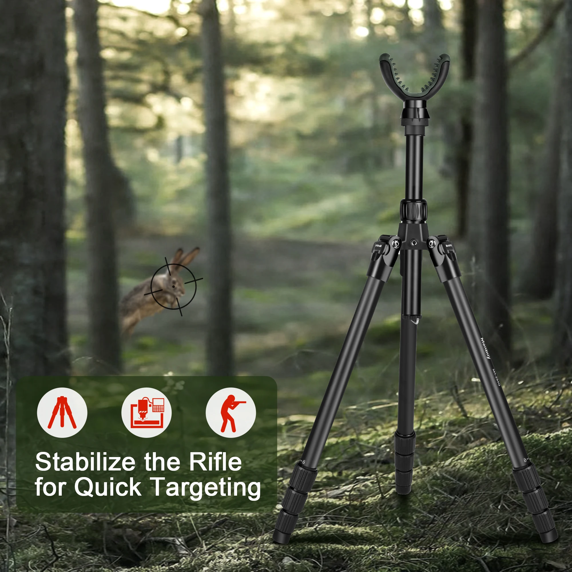 Manbily Hunting Tripod Rest Aluminum for Rifle with V-Yoke Shooting Stick Head Universal Camera Tripod MA-254G
Manbily Hunting Tripod Rest Aluminum for Rifle with V-Yoke Shooting Stick Head Universal Camera Tripod MA-254G