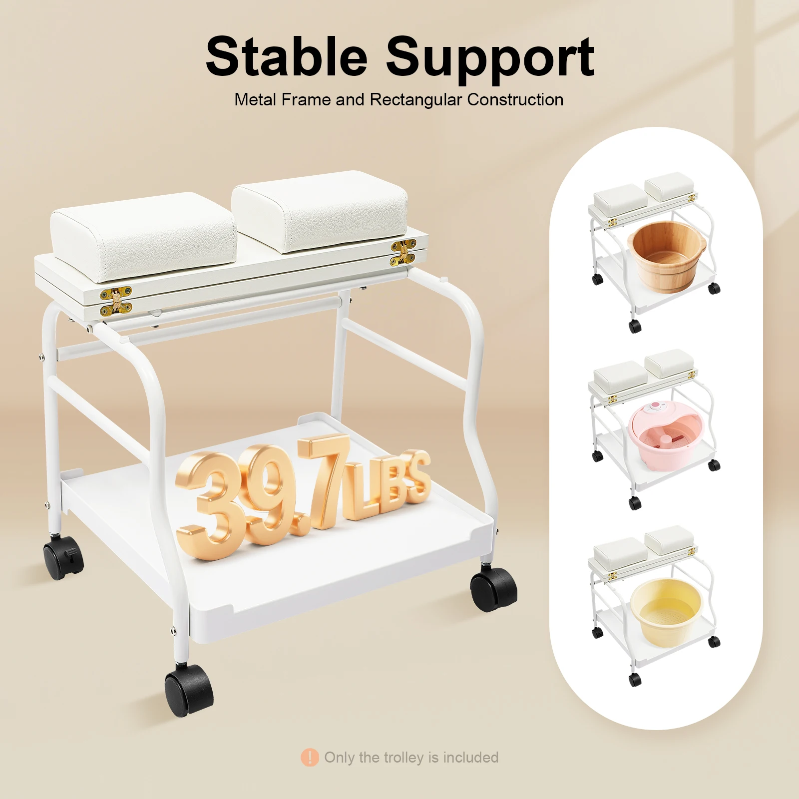 Portable Foldable Foot Trolley with Silent Wheels Brake 39.7lbs Load Capacity for Salon Home Use
Portable Foldable Foot Trolley with Silent Wheels Brake 39.7lbs Load Capacity for Salon Home Use