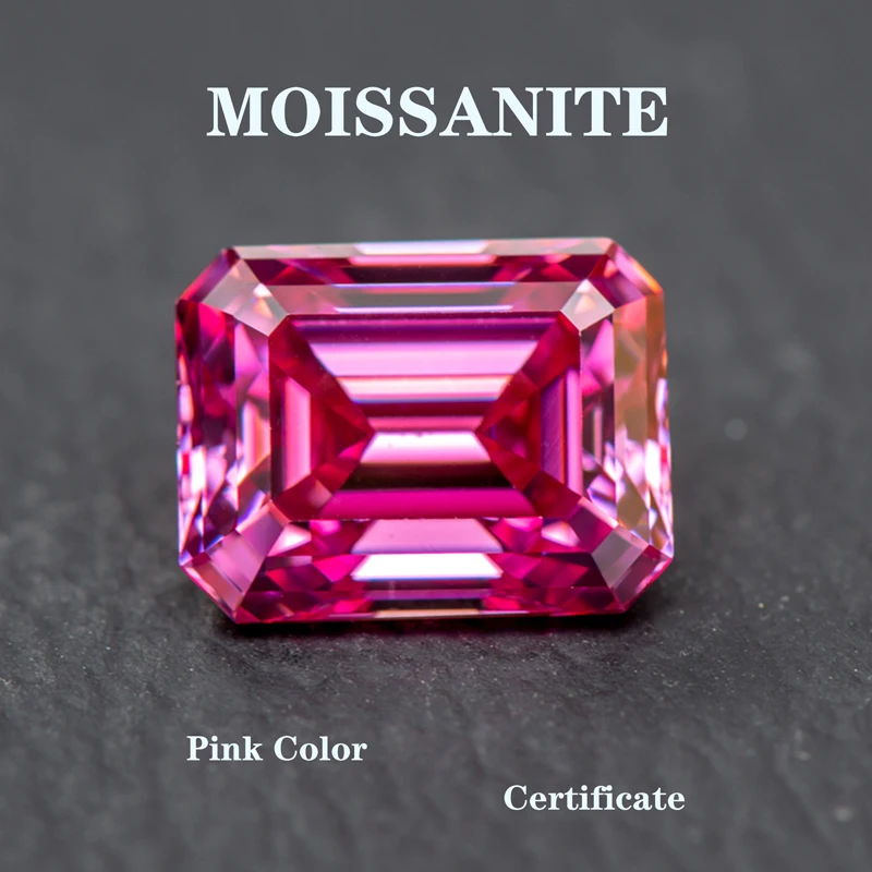 Moissanite Stone Emerald Cut Pink Color Charms Lab Grown Diamond DIY Ring Necklace Earrings Main Materials with GRA Certificate
Moissanite Stone Emerald Cut Pink Color Charms Lab Grown Diamond DIY Ring Necklace Earrings Main Materials with GRA Certificate