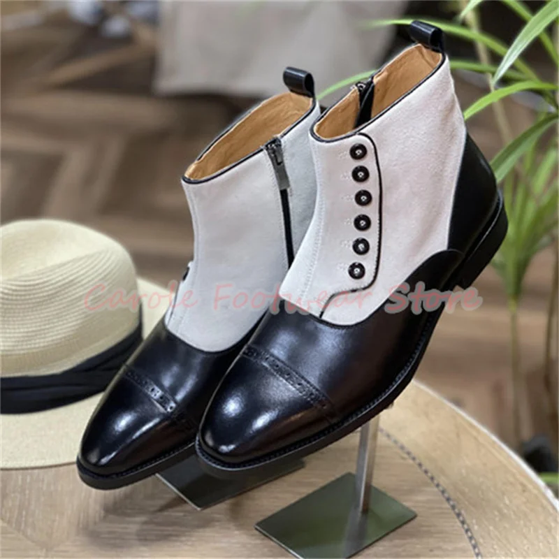 Gentleman Mixed Color Genuine Leather Knight Boots Male High Top Chunky Heel Chelsea Boots Men's Casual Motorcycle Boots
Gentleman Mixed Color Genuine Leather Knight Boots Male High Top Chunky Heel Chelsea Boots Men's Casual Motorcycle Boots