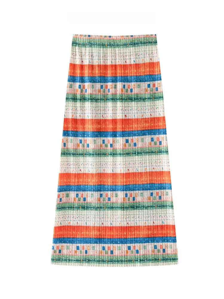 Fashionable Floral Print Pleated Midi Skirt Women's High Waist Polyester Fiber Commute Style Elegant Summer New Arrival
Fashionable Floral Print Pleated Midi Skirt Women's High Waist Polyester Fiber Commute Style Elegant Summer New Arrival