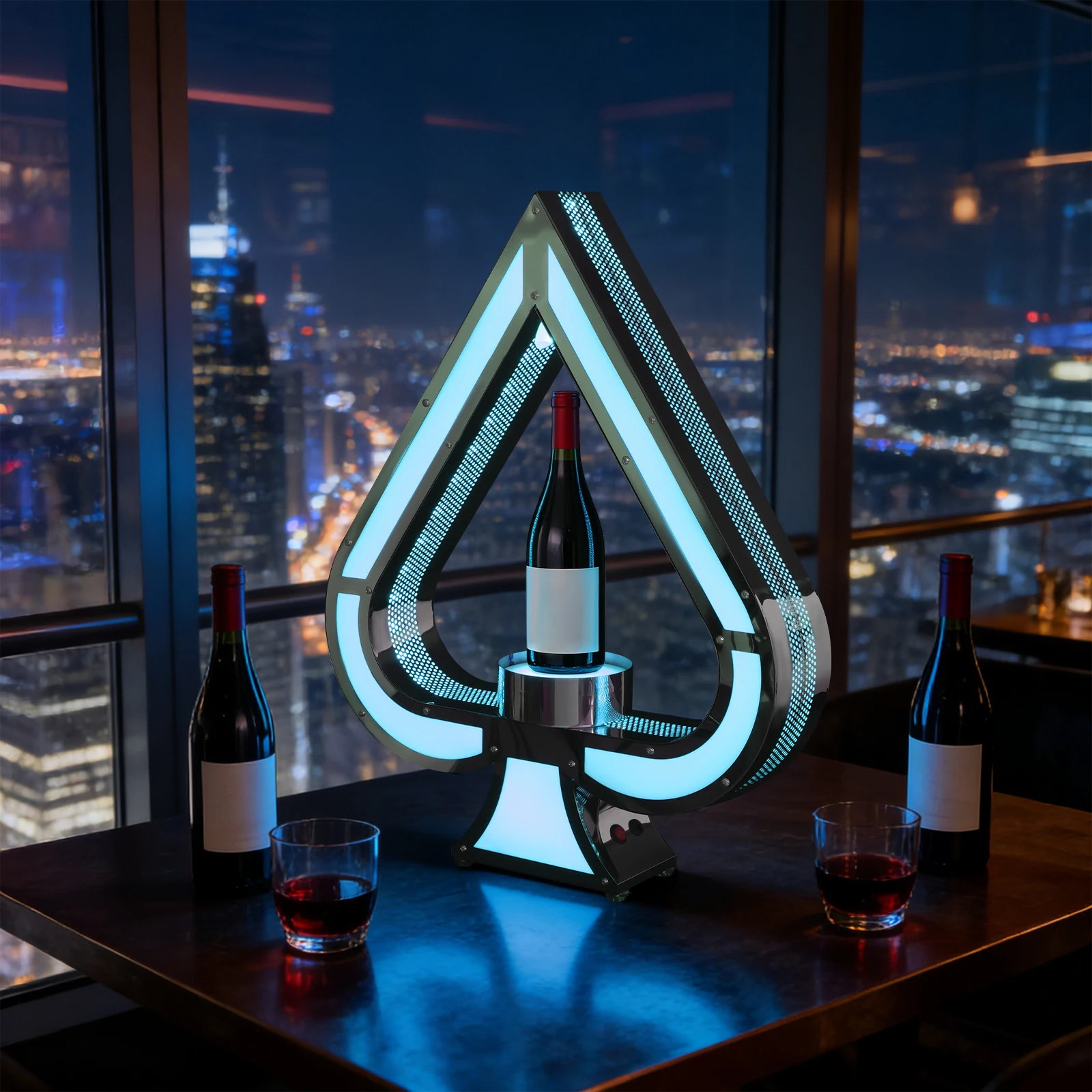 LED Lighted Ace of Spades Liquor Bottle Display Shelf, 7-Color RGB Champagne Bottle Presenter with Remote Control for Home Bar C
LED Lighted Ace of Spades Liquor Bottle Display Shelf, 7-Color RGB Champagne Bottle Presenter with Remote Control for Home Bar C