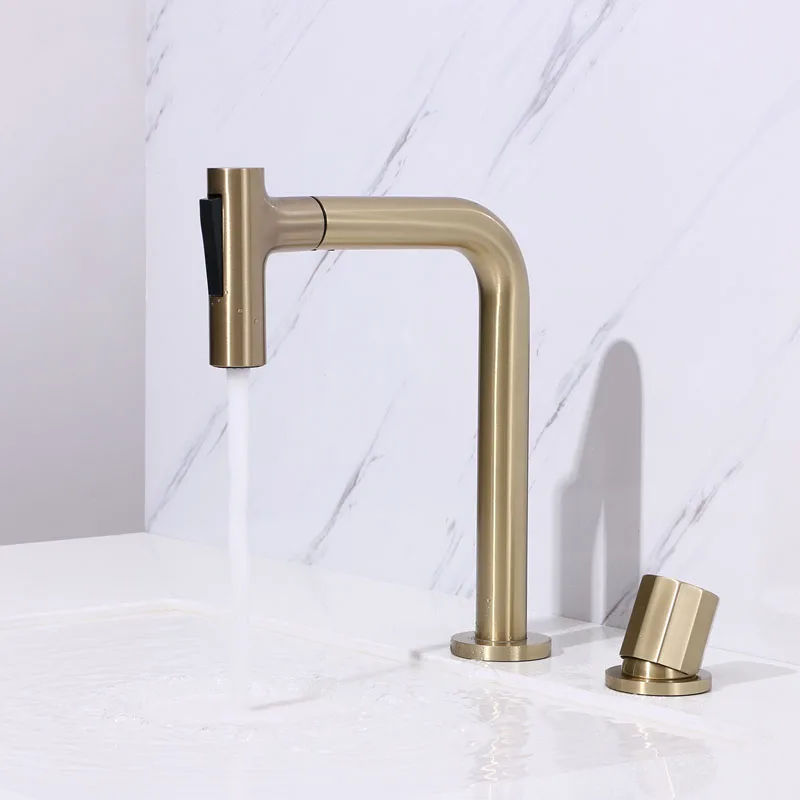 Gun Gray/Brushed Gold Widespread Bathroom Basin Faucet All Copper Pull-out Sink Faucet 360 Rotating Kitchen Faucet Black
Gun Gray/Brushed Gold Widespread Bathroom Basin Faucet All Copper Pull-out Sink Faucet 360 Rotating Kitchen Faucet Black