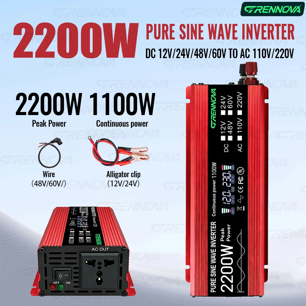 Outdoor Work Pure Sine Wave Inverter 2200W Peak (1100W Continuous) Power Tools & Fans DC 12V 24V 48V 60V To AC 110V 220V Home
Outdoor Work Pure Sine Wave Inverter 2200W Peak (1100W Continuous) Power Tools & Fans DC 12V 24V 48V 60V To AC 110V 220V Home