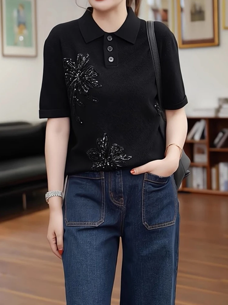 Slimming Embroidered Short Sleeve Shirt Women's Fashionable Summer Lightweight Stylish Base Layer T-Shirt Overhead Top
Slimming Embroidered Short Sleeve Shirt Women's Fashionable Summer Lightweight Stylish Base Layer T-Shirt Overhead Top