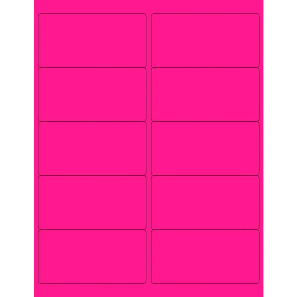 Neon Fluorescent Labels 4x2 Inches 10 Per Sheet 500 Total for Laser Inkjet Printers
Neon Fluorescent Labels 4x2 Inches 10 Per Sheet 500 Total for Laser Inkjet Printers