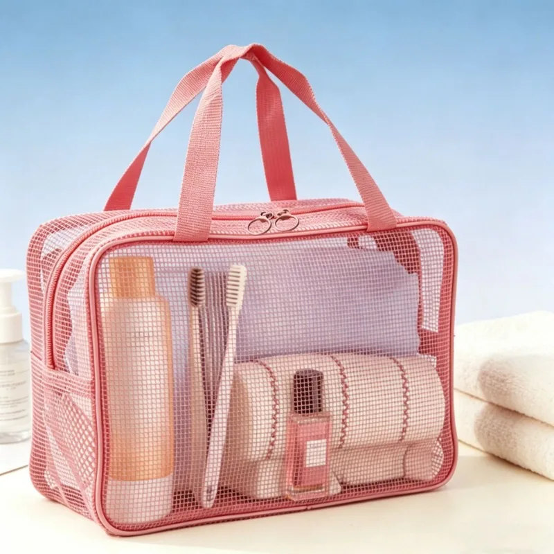 2pcs Handheld Travel Organizer Bag Plastic Mesh Zippered Portable Beach And Swimming Toiletry Bag
2pcs Handheld Travel Organizer Bag Plastic Mesh Zippered Portable Beach And Swimming Toiletry Bag