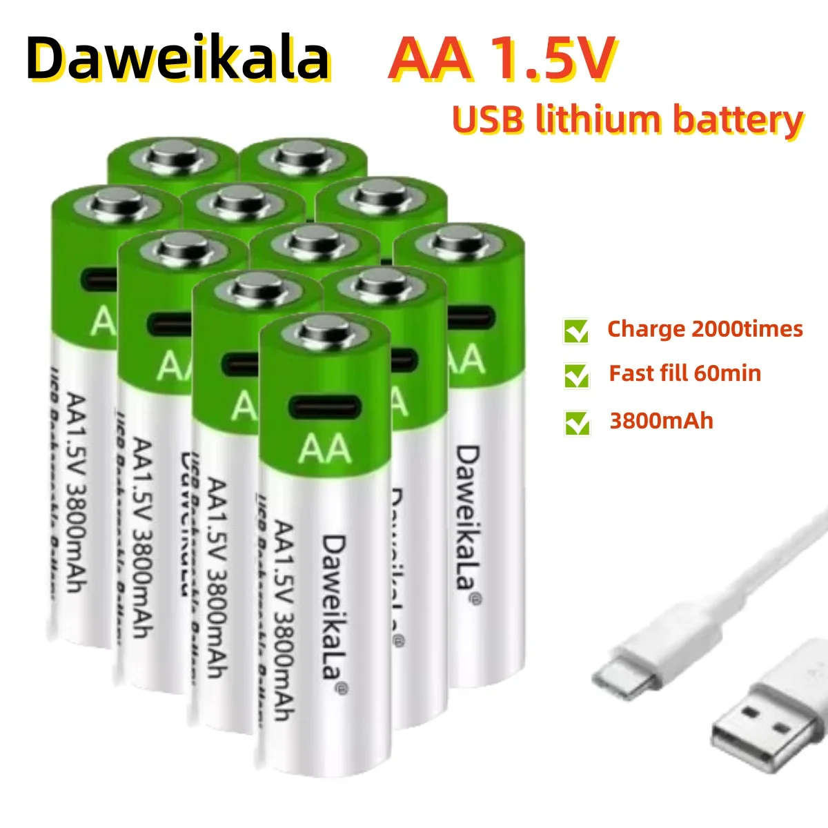 Hot Fast charging 1.5V AA lithium ion battery with 3800mah capacity and USB rechargeable lithium USB battery for toy keyboard
Hot Fast charging 1.5V AA lithium ion battery with 3800mah capacity and USB rechargeable lithium USB battery for toy keyboard