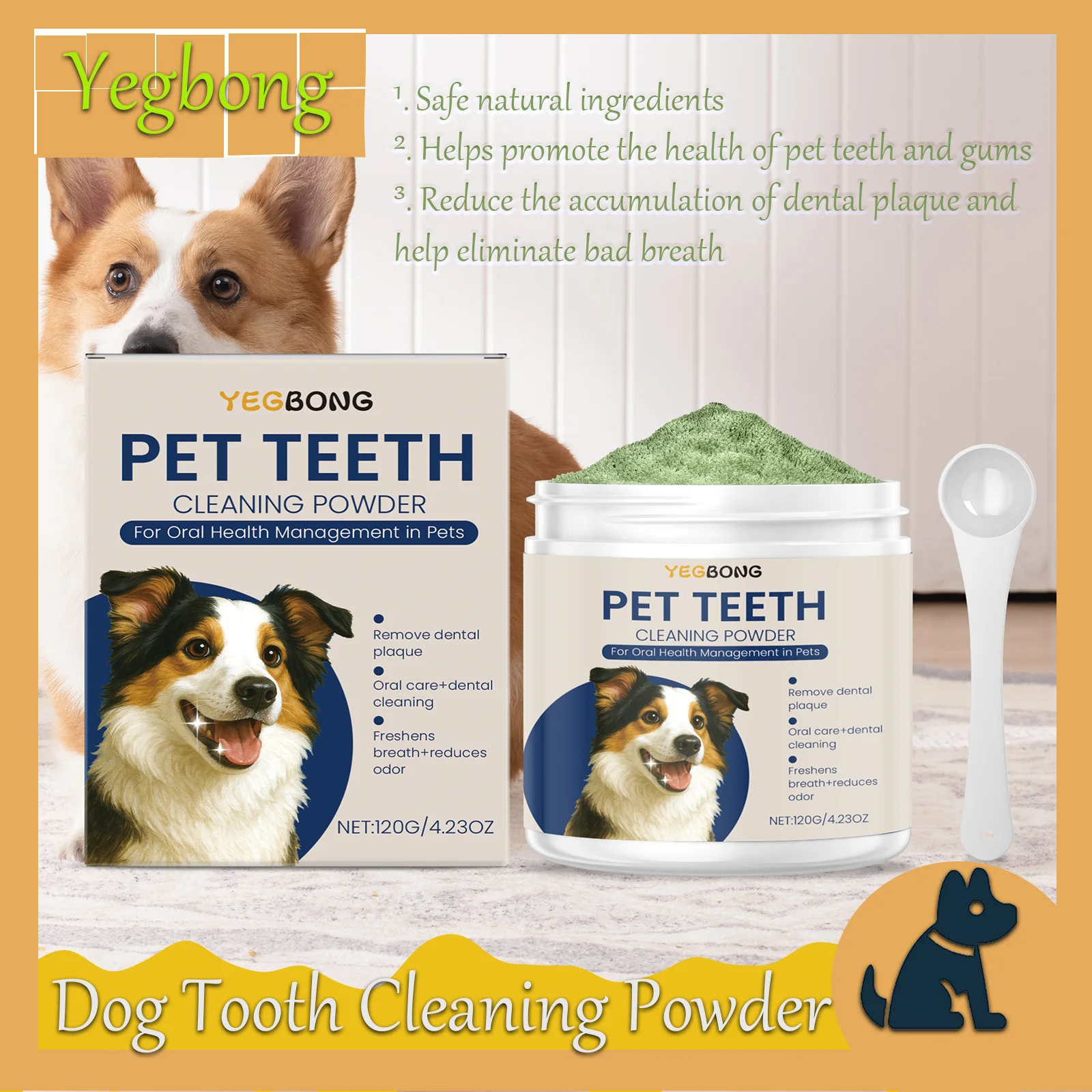 Yegbong Dog Teeth Cleaning Powder for Dogs, Gentle Teeth Cleaning for Dogs to Improve Oral Odor and Freshen Breath
Yegbong Dog Teeth Cleaning Powder for Dogs, Gentle Teeth Cleaning for Dogs to Improve Oral Odor and Freshen Breath
