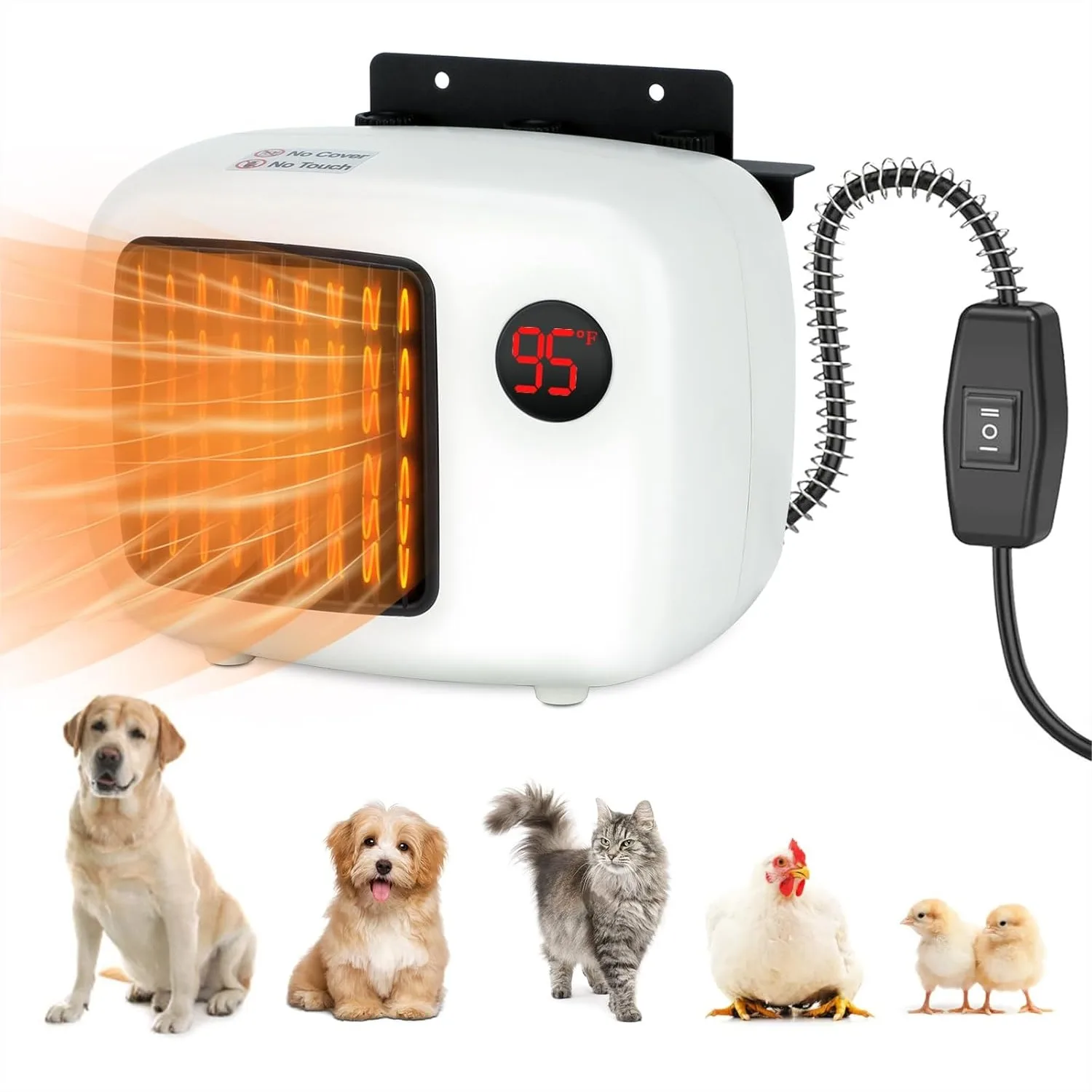 Dog House Heater with Thermostat, Wall-Mounted 200W/400W, Overheat Protection, Bite Proof Cord, White
Dog House Heater with Thermostat, Wall-Mounted 200W/400W, Overheat Protection, Bite Proof Cord, White