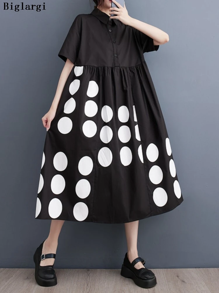 Oversized Summer Shirts Dress Women Polka Dot Print Fashion Ladies Shirts Dresses Casual Loose Ruffle Woman A-Line Dress
Oversized Summer Shirts Dress Women Polka Dot Print Fashion Ladies Shirts Dresses Casual Loose Ruffle Woman A-Line Dress