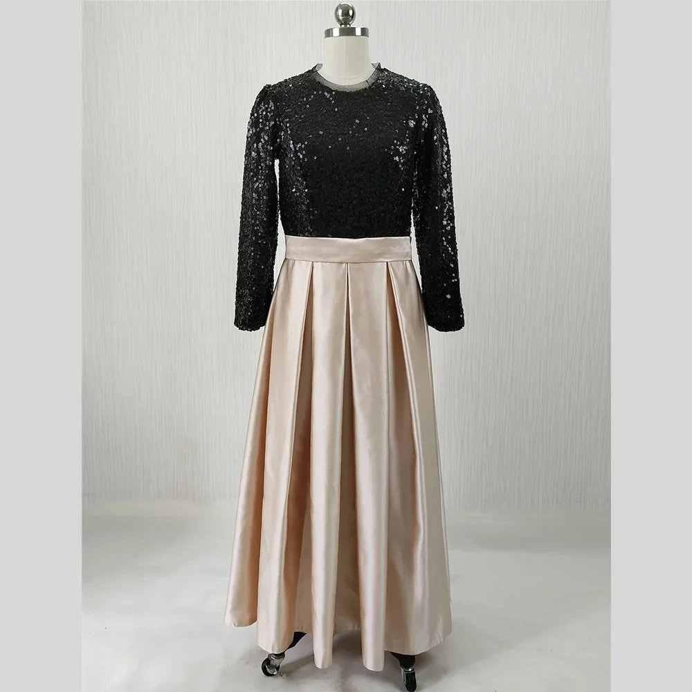 Real Photo Customized Flowe Girl Dress Black Sequins Beige Satin Modest O-neck A-line Full Sleeves Floor Length Kids Gown TZ019
Real Photo Customized Flowe Girl Dress Black Sequins Beige Satin Modest O-neck A-line Full Sleeves Floor Length Kids Gown TZ019