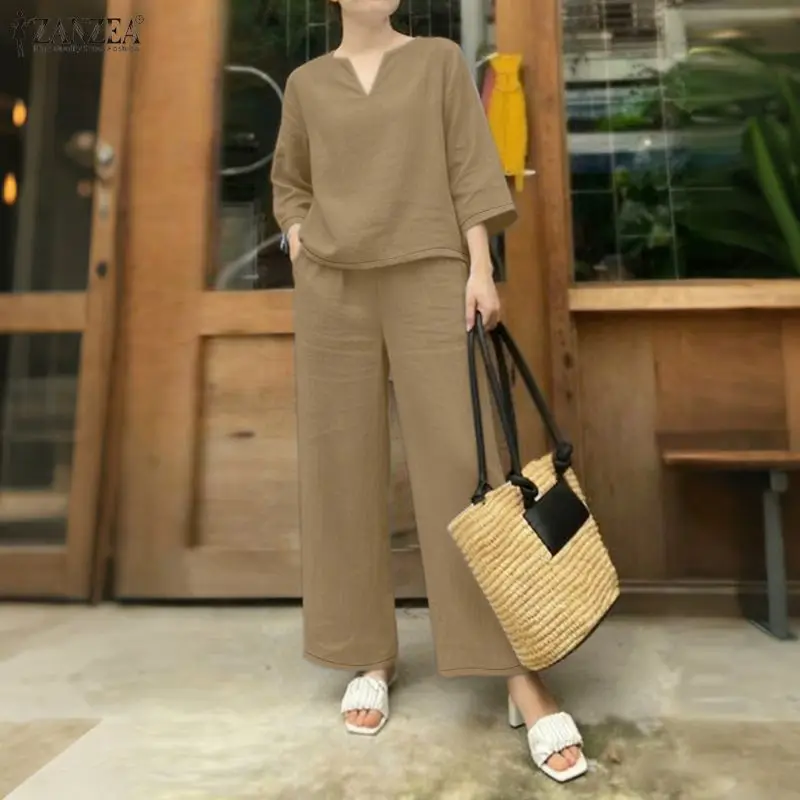 Комплект ZANZEA: модная женская блузка с V-образным вырезом и рукавом 3/4, брюки, весна 2026, повседневный костюм из 2 предметов, однотонный деловой костюм, комплекты в стиле OL
Комплект ZANZEA: модная женская блузка с V-образным вырезом и рукавом 3/4, брюки, весна 2026, повседневный костюм из 2 предметов, однотонный деловой костюм, комплекты в стиле OL