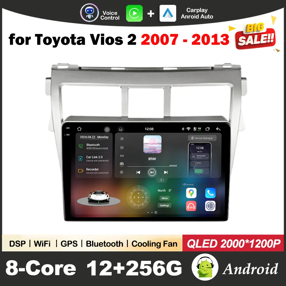 Android OS for Toyota Vios 2 2007 - 2013 Car Multimedia Player GPS DSP Stereo Carplay WIFI QLED IPS Screen No 2 din Auto Tools
Android OS for Toyota Vios 2 2007 - 2013 Car Multimedia Player GPS DSP Stereo Carplay WIFI QLED IPS Screen No 2 din Auto Tools