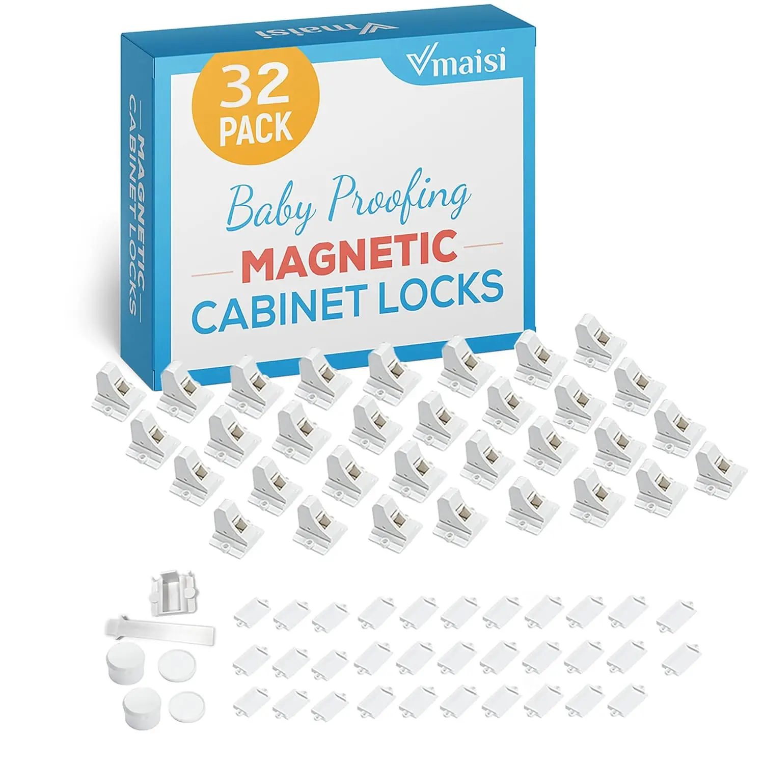 32 Pack Magnetic Cabinet Locks with 4 Keys - Child Safety Locks for Cabinets & Drawers, Easy Install, Invisible Design
32 Pack Magnetic Cabinet Locks with 4 Keys - Child Safety Locks for Cabinets & Drawers, Easy Install, Invisible Design