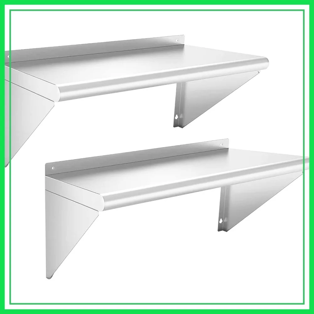 250 lb Wall Mounted Stainless Steel Shelf 12x24 - 2 Pack for Kitchen, Garage, Restaurant
250 lb Wall Mounted Stainless Steel Shelf 12x24 - 2 Pack for Kitchen, Garage, Restaurant