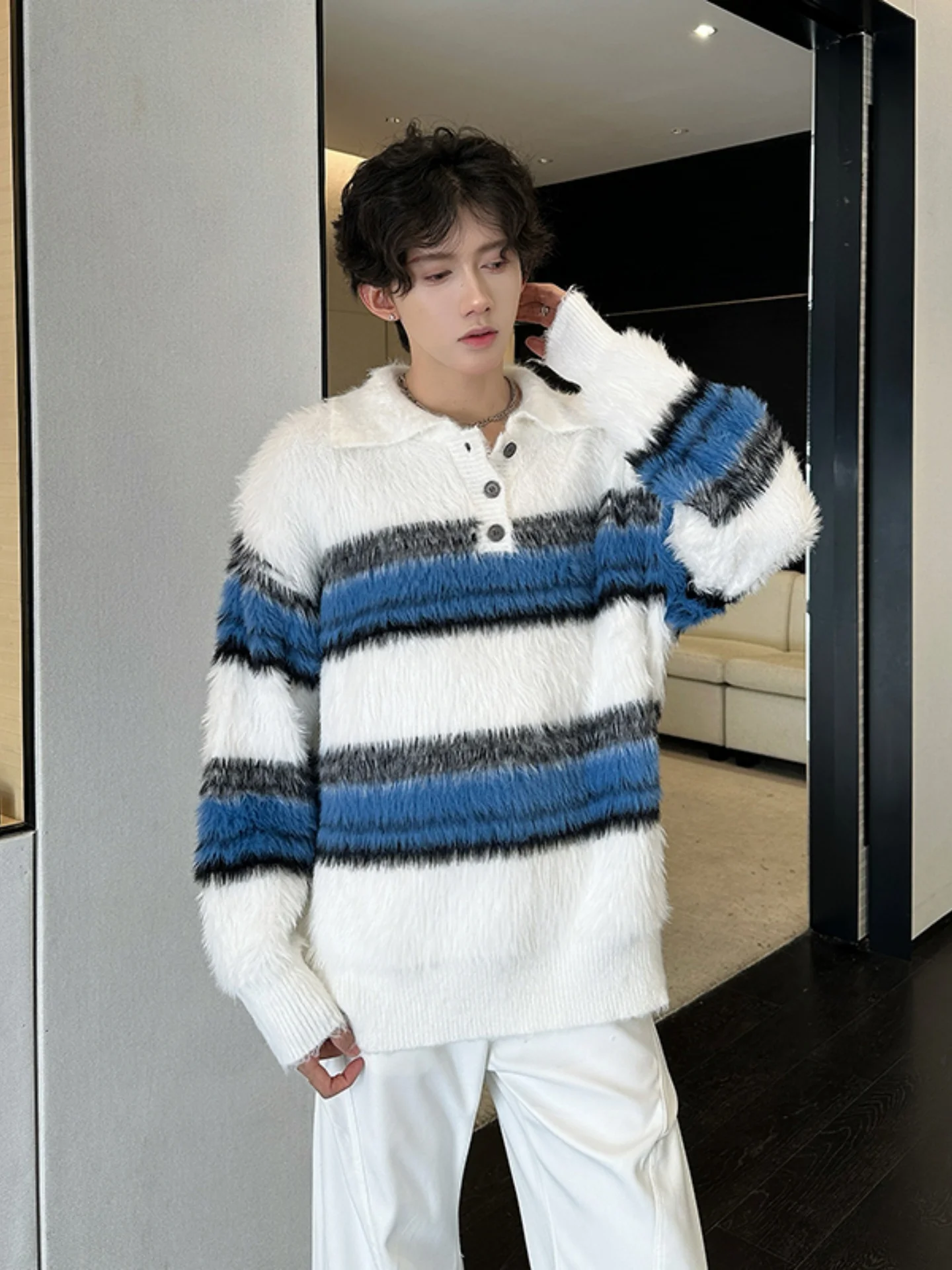 Мужской зимний вязаный свитер из полиэстера с мягким, уютным полосатым дизайном, повседневный, с длинными рукавами, для ношения под одеждой, Ci Walk
Мужской зимний вязаный свитер из полиэстера с мягким, уютным полосатым дизайном, повседневный, с длинными рукавами, для ношения под одеждой, Ci Walk