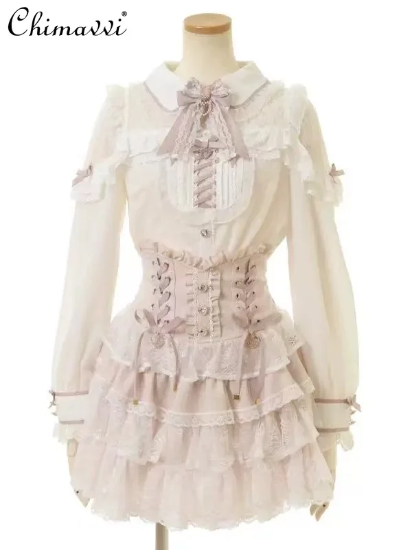 Liz Japanese Lolita Mass-produced High-waisted Maid Skirt Summer New Sweet Girl Womens Cute Bow Fairy Cake Skirt Lace Skirts
Liz Japanese Lolita Mass-produced High-waisted Maid Skirt Summer New Sweet Girl Womens Cute Bow Fairy Cake Skirt Lace Skirts