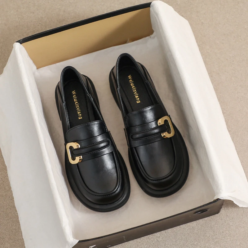 Women's Thick-Soled Loafers 2026 New Autumn/Winter Slip-On Retro Leather Shoes British Style Soft Sole Chunky Heel Single Shoes
Women's Thick-Soled Loafers 2026 New Autumn/Winter Slip-On Retro Leather Shoes British Style Soft Sole Chunky Heel Single Shoes