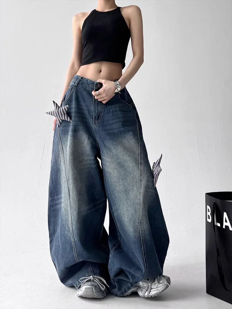 Новый летний стиль свободных широких джинсов Scimitar в стиле ретро со звездами, с потертым старым модным брендовым дизайном и длинными брюками
Новый летний стиль свободных широких джинсов Scimitar в стиле ретро со звездами, с потертым старым модным брендовым дизайном и длинными брюками