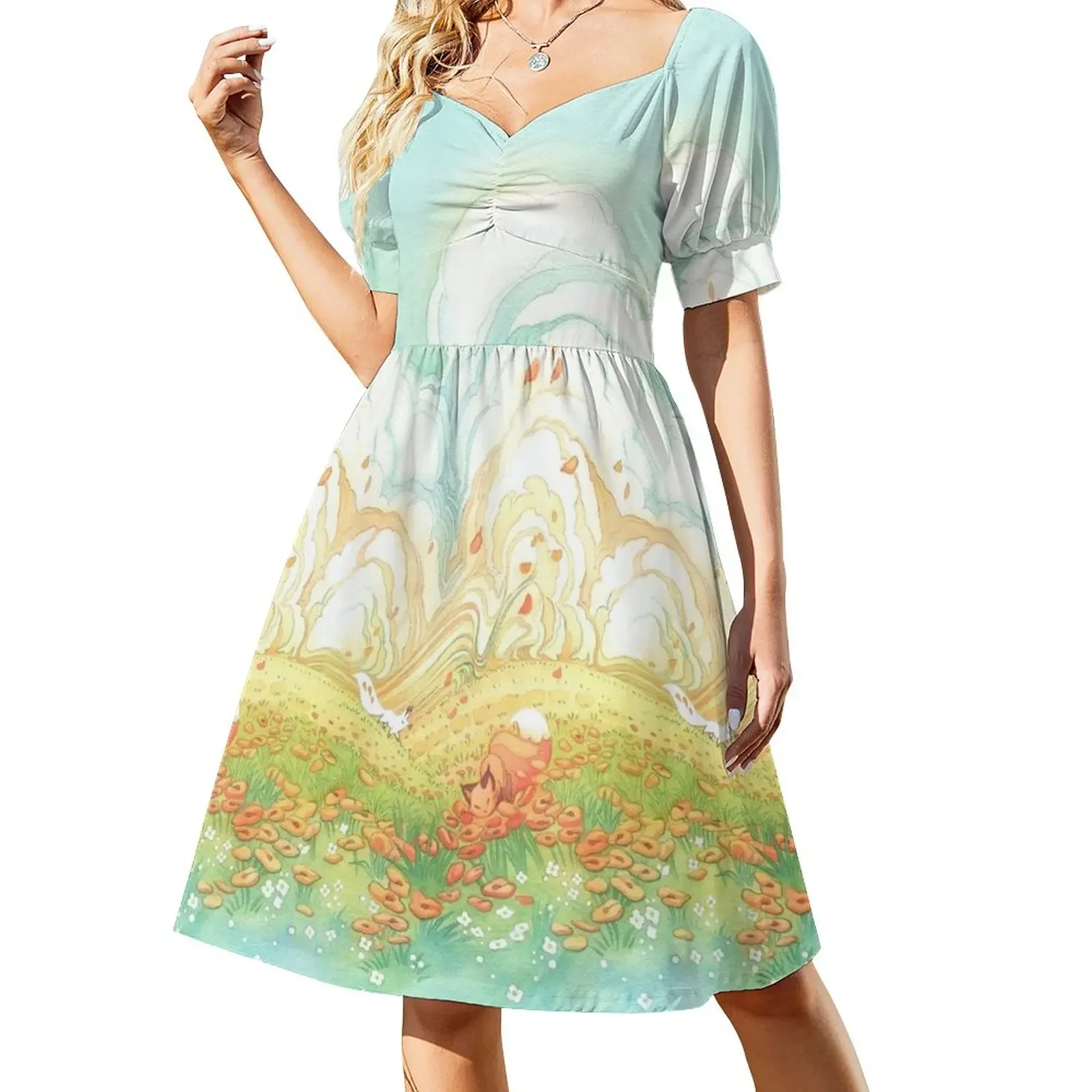 Meadow Frolic Watercolor Fox Kitsune Pattern Short-Sleeved Dress Dress vintage women dresses
Meadow Frolic Watercolor Fox Kitsune Pattern Short-Sleeved Dress Dress vintage women dresses
